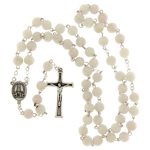Rosario Madonna di Fatima grani glitter bianchi 8mm 4