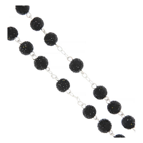 Rosario Madonna di Fatima grani glitter neri 8mm 3