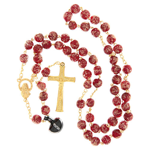Red and Gold Murano Glass Rosary, 8mm 5
