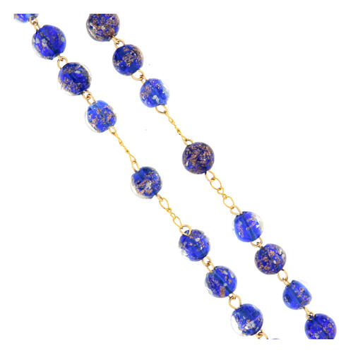 Chapelet verre de Murano bleu blanc et bronze 8 mm 4