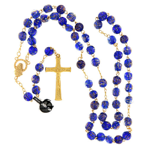Rosario imitazione vetro Murano blu bianco e bronzo 8mm 5
