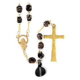 Murano-Glas Rosenkranz in Schwarz und Bronze 8 mm