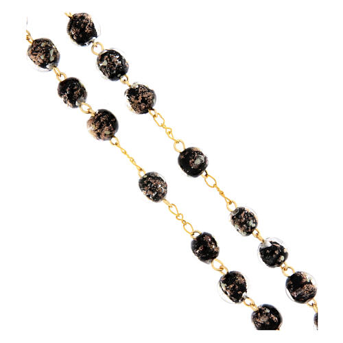 Chapelet en verre de Murano noir et bronze 8 mm 4