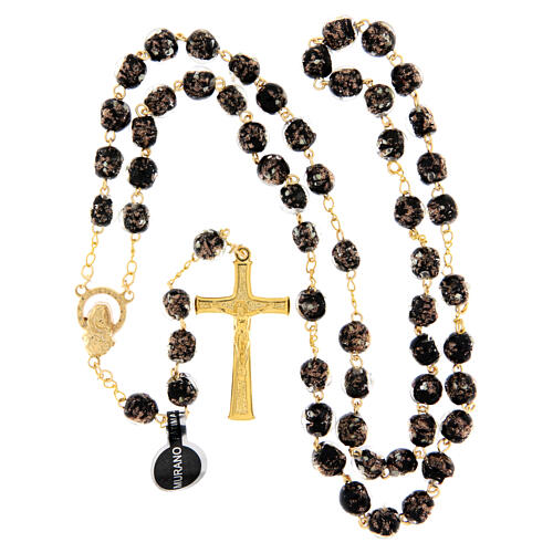Black and Bronze Murano Glass Rosary 8mm 5