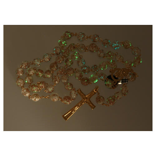 White and gold Murano glass rosary, 0.31 in beads 2