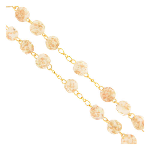 White and gold Murano glass rosary, 0.31 in beads 4