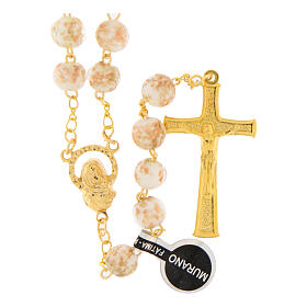 White and Gold Murano Glass Rosary 8mm