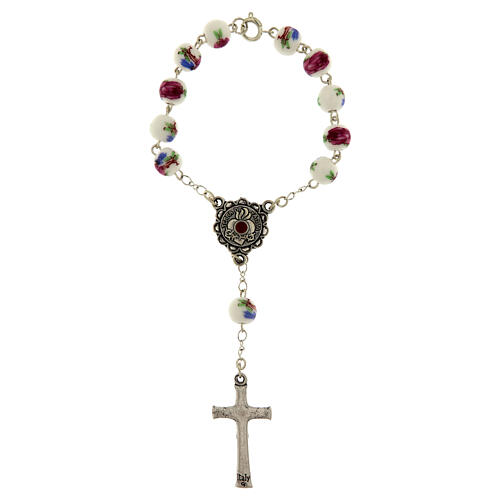 Dezena de Fátima em plástico com rosas de 8 mm 2