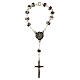 Plastic Fatima single decade rosary with purple roses on 0.31 in beads s1
