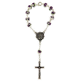 Decina Fatima grani plastica con rose viola 8mm