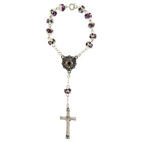 Decina Fatima grani plastica con rose viola 8mm