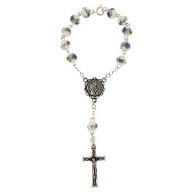 Fatima single decade rosary with blue roses on 0.31 in beads