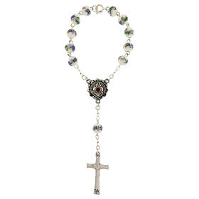 Fatima single decade rosary with blue roses on 0.31 in beads