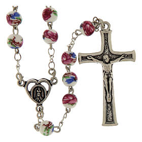Rosario Fatima grani con rose 6mm