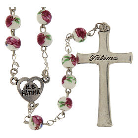 Rosario Fatima grani con rose 6mm