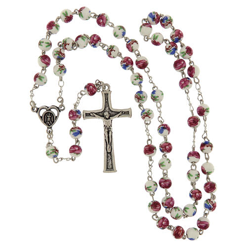 Rosario Fatima grani con rose 6mm 4