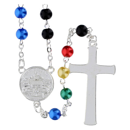 Jubilee 2025 rosary with 0.24 in coloured pearl-like beads 2