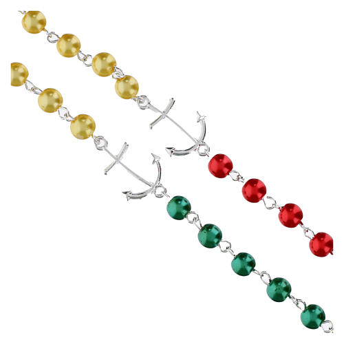 Chapelet Jubilé 2025 grains imitation perles colorées 6 mm 4