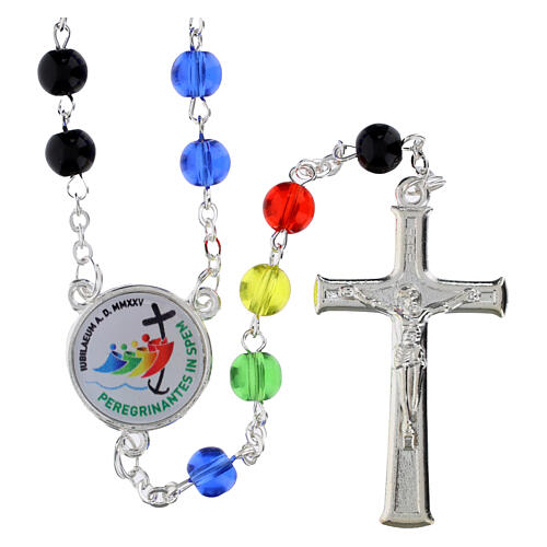 Chapelet Jubilé 2025 perles rondes colorées 6 mm 1