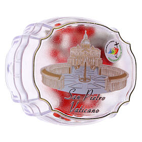 Caja San Pedro con rosario rojo vidrio 5mm logo Jubileo 2025