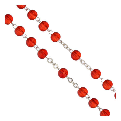 Scatola San Pietro con rosario rosso vetro 5mm logo Giubileo 2025 4