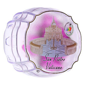 Pink glass rosary with 0.2 in beads, Jubilee 2025 case