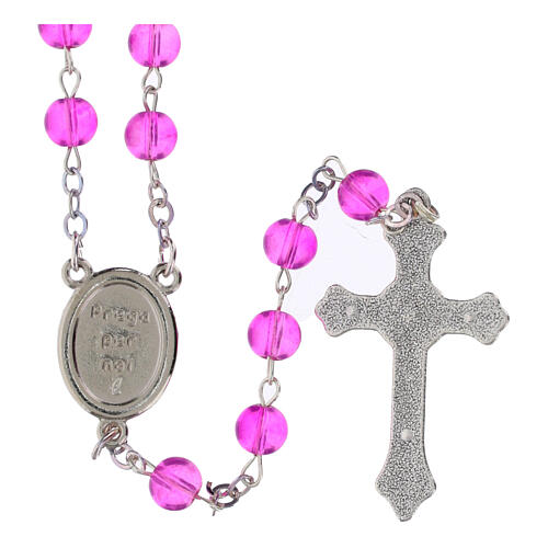 Pink glass rosary with 0.2 in beads, Jubilee 2025 case 3