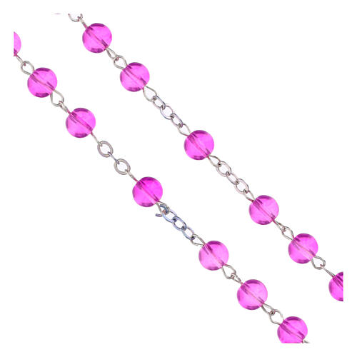 Rosario rosa vetro 5 mm con scatolina Giubileo 2025 4