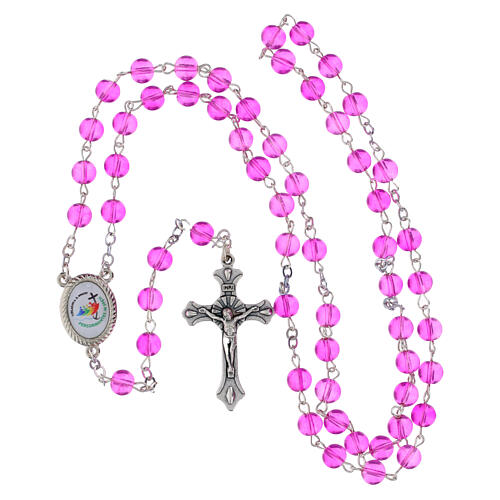 Rosario rosa vetro 5 mm con scatolina Giubileo 2025 5