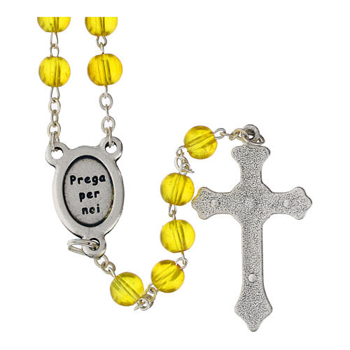 Rosario vetro giallo 5 mm Giubileo 2025 con scatolina San Pietro 3