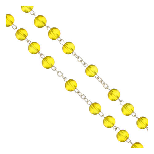 Rosario vetro giallo 5 mm Giubileo 2025 con scatolina San Pietro 4