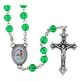 Jubilee 2025 green glass rosary with 2 in beads and St. Peter's case