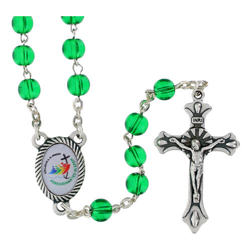 Rosario Giubileo 2025 vetro verde 5 mm scatolina San Pietro 1