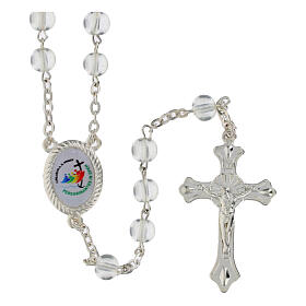Jubilee 2025 clear glass rosary with 0.2 in beads and case