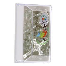 Jubilee 2025 clear glass rosary with 0.2 in beads and case