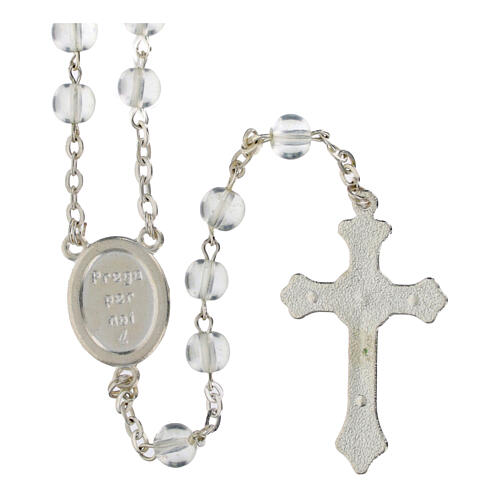 Jubilee 2025 clear glass rosary with 0.2 in beads and case 3
