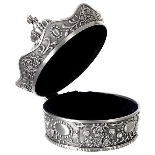 Rosenkranzetui in Kronenform aus Metall mit Zirkonia, 10,5 × 10 cm 2