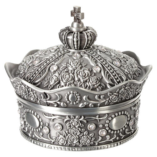 Porta Rosario a forma di corona metallo e zirconi 10,5x10 cm 3