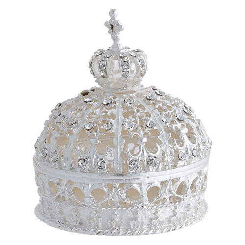 Crown-shaped rosary holder with swirls and zircons, 6.5 cm 3