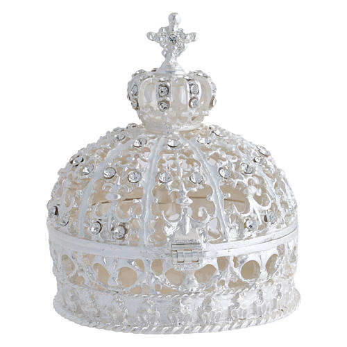 Crown-shaped rosary holder with swirls and zircons, 6.5 cm 4
