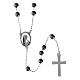Rosario acero plateado con granos hematites 3 mm s1