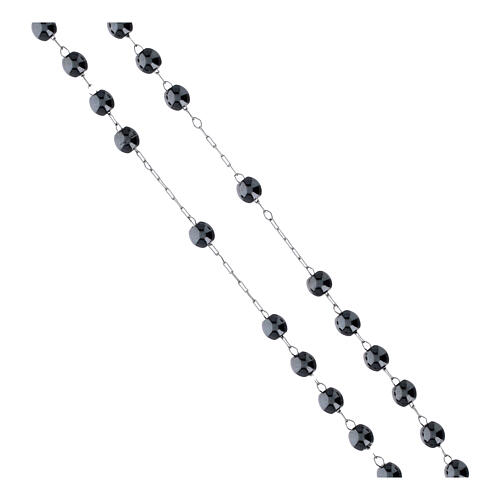 Rosario acciaio argentato con grani ematite 3 mm 3