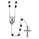 Rosario acciaio argentato con grani ematite 3 mm s2