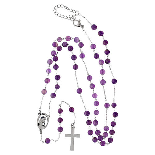 Silberner Rosenkranz mit Amethystperlen 3 mm 4