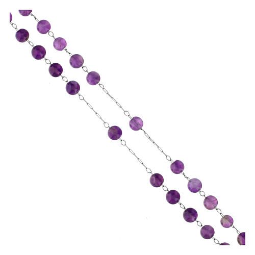 Rosario acciaio argentato con grani ametista 3 mm 3