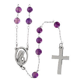 Silver-plated steel Rosary with 3 mm amethyst beads