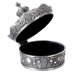 Caja para rosario en forma de corona metal y zircones 5,5x5 cm