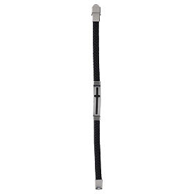 Pulsera hombre de cuero trenzado con cruz 20 cm