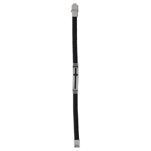 Pulsera hombre de cuero trenzado con cruz 20 cm 2