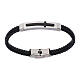 Bracciale uomo in pelle intrecciata con croce 20 cm s1